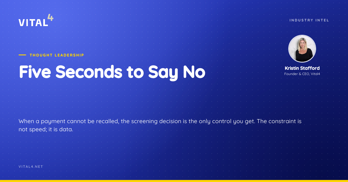 Instant payments are now core financial infrastructure: fast, final, and unforgiving. When a payment cannot be recalled, the sanctions decision has to be right inside a window measured in seconds. The constraint is not speed. It is the quality of the data you screen against.